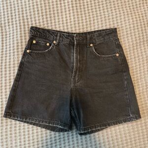 ZARA Mid Rise Black Denim Shorts